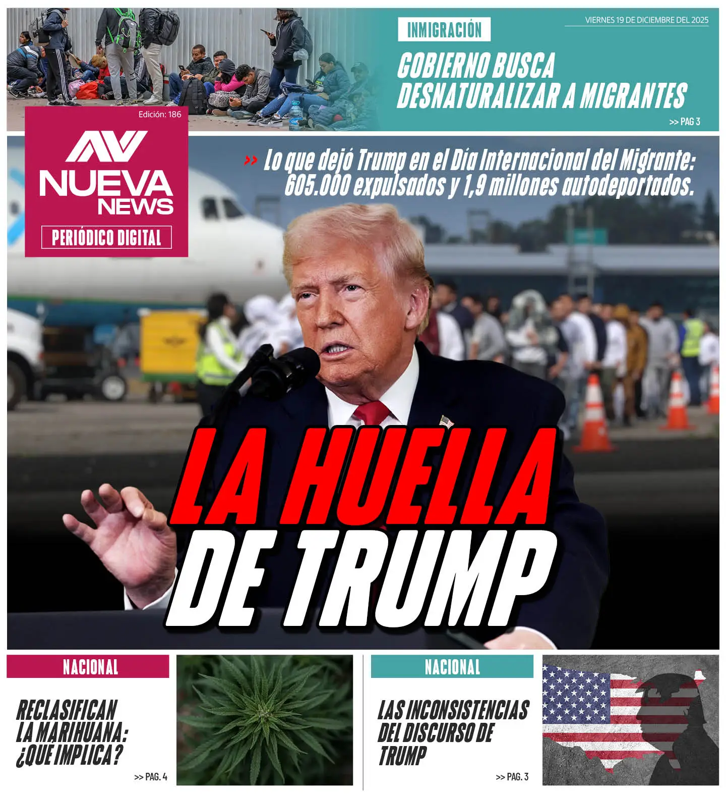EN PORTADA: LA HUELLA DE TRUMP Lo que dejó Trump en el Día Internacional del Migrante: 605.000 expulsados y 1,9 millones autodeportados.